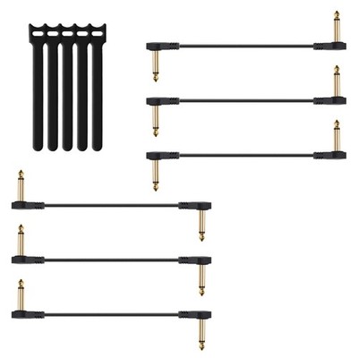 6-Inch Flat Guitar Patch Cables 6 Pack, S-Shape Ultra-Thin 6.35mm Right-Angle...