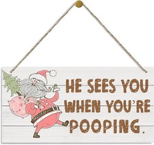 Funny Christmas Bathroom Wooden Wall Sign