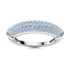 Half Eternity Band 1.50MM Round Aquamarine 925 Sterling Silver Cluster Ring