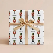Custom Name Nutcracker Christmas Wrapping Paper Roll, Personalized Holiday Gift