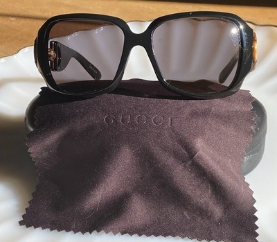 Vintage Gucci Bamboo Horse Bit Sunglasses In Black, Excellent