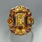 Unique Ring 18ct Natural Citrine Quartz Ring 925 Sterling Silver Size 8 /R474498