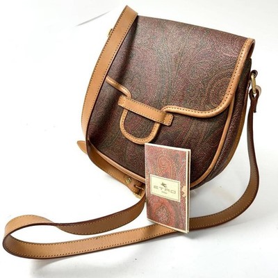 Etro Shoulder Bag Authentic Vintage Leather 22x22x7cm Bordeaux Used