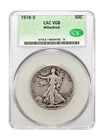 1918-S Walking Liberty Half Dollar CAC VG8 WitterBrick – Key Date