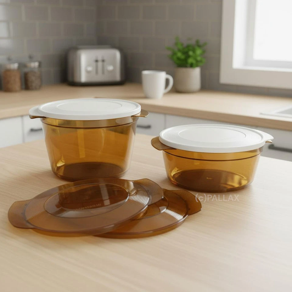 TUPPERWARE K39 MICRO-COOK KOMBI KASSEROLLEN-SET 1,5 L 2,25 L GELB MIKROWELLE - Bild 3 von 3