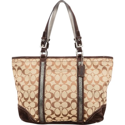 Coach Monogram  Gallery Suede Stripe Tote Shoulder Bag Tasche