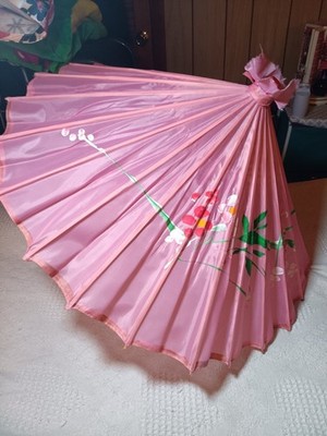 Chinese Bamboo Pink Umbrella Dance Party Art Deco Painted Photos Photography 
