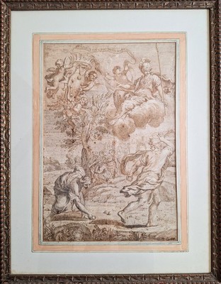 Old Master Drawing After Cirro Ferri 17th C  Italian Artist