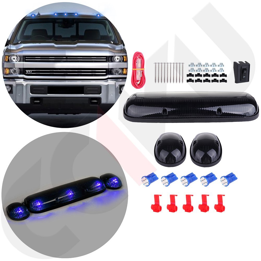 For 2002 - 2007 Chevy Silverado 3PCS car roof lights Smoke lens+ T10 194 12V LED
