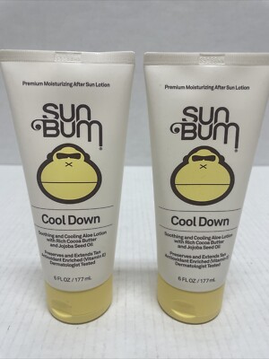 Lot Of 2-Sun Bum COOL DOWN Premium Moisturizing After Sun Lotion - 6 Fl Oz