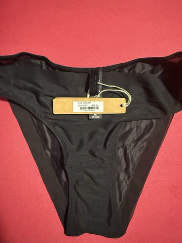 NEW! SKIMS STRETCH SATIN HIGH LEG BIKINI UNDERWEAR ONYX SZ S