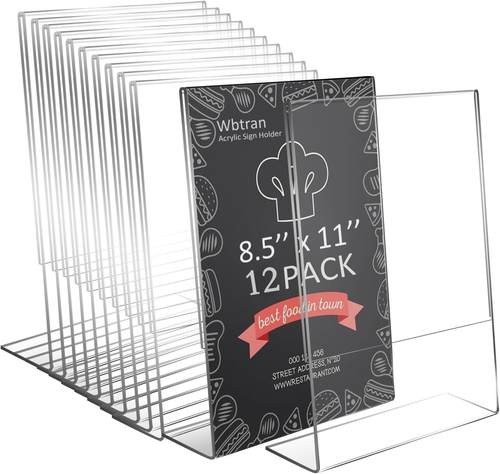 Acrylic Sign Holder 8.5 X 11 - Clear Tabletop Sign Holder - Slanted Back Acrylic