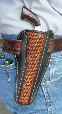Leather Holster NAA Hog Leg 6'' Barrel North American Arms Ruff's Black & Tan
