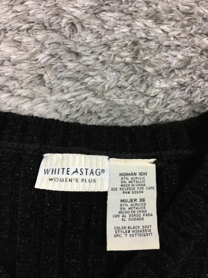 Белый олень свитер женщина размер 16 Вт черный длинным рукавом акрил плюс - Изображение 4 из 4