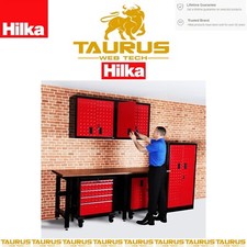 HILKA Garage Wall Unit 165kgs Load Capacity DIY Adjustable Shelves Keyed Lock UK
