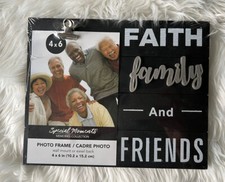 Faith family and friends Photo Frame 4x6 NEW Wall Mount Or easel Back