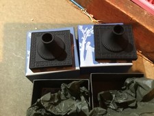 Boxed Pair Wedgewood Black Basalt Candlestick Holders Lovely