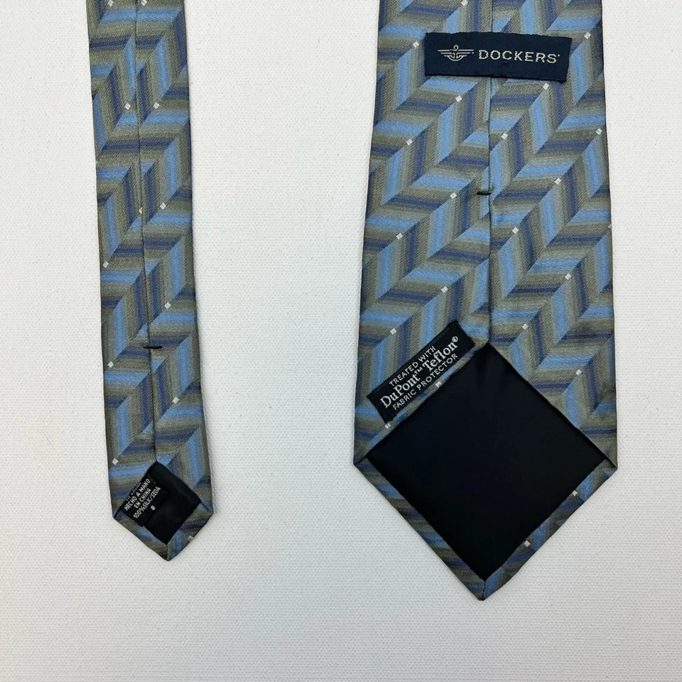 Corbata Dockers Para Hombre Multicolor Geométrica 100% Seda Atada Ancha Tejida Clásica Foto 4 de 4