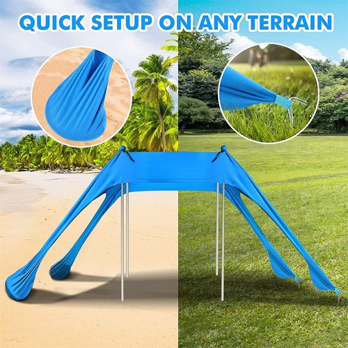 Sun Shelter with Sandbag Beach Shade Tent Portable Canopy Anchor Family Sunshade - Picture 7 of 14