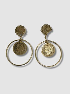 Authentic $170 Dannijo Women's 10K Gold Plated Coin Hoop Earrings