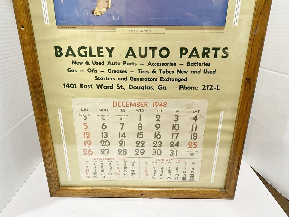  1948 BAGLEY AUTO PARTS PIN UP GIRL CALANDER 33 INCHES TALL eBay