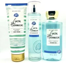 BATH  BODY WORKS COASTAL HYDRANGEAS TRIO FRAGRANCE MIST, CREAM  SHOWER GEL SET