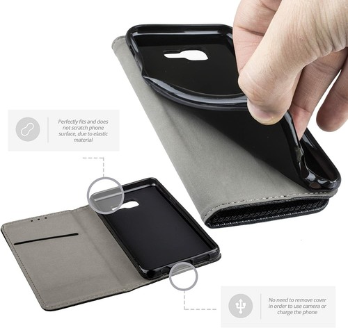 CUSTODIA LIBRO PER PER SAMSUNG GALAXY A5 2017 - COVER SMART MAGNET CASE NERO - Foto 4 di 8