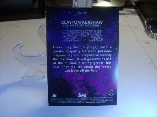 2018 Topps Superstar Sensations #SSS-12 - Clayton Kershaw - Los Angeles (2920) - Picture 2 of 2