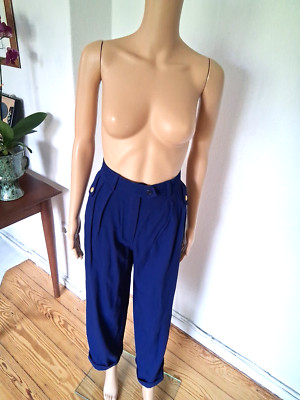 Escada Hose Farbe: blau und gold Größe 34 XS Made in Germany Vintage Schurwolle