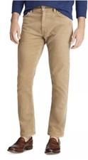POLO RALPH LAUREN 40x32 Varick Slim Straight Stretch Brown Corduroy Pants NWT
