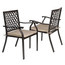 Aoodor Patio Chair 2Pcs Outdoor Dining Chairs Stackable Metal Armrest Chairs