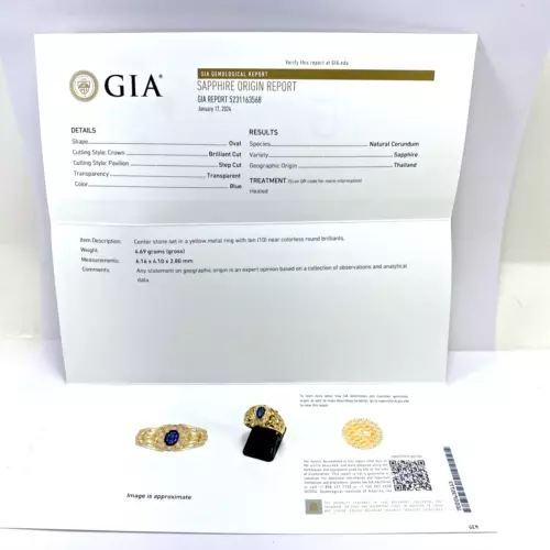 GIA Graded Certified Natural Sapphire Diamond 18K Gold Ring Size 8 😺VIDEO😺