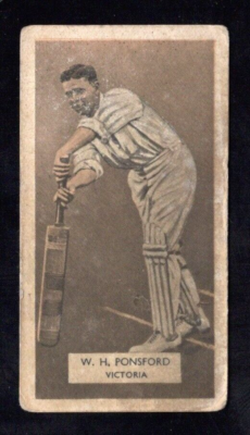 1934 Carreras Cricketers Cigarette Card #16 W.H. Ponsford GD-VG *ee