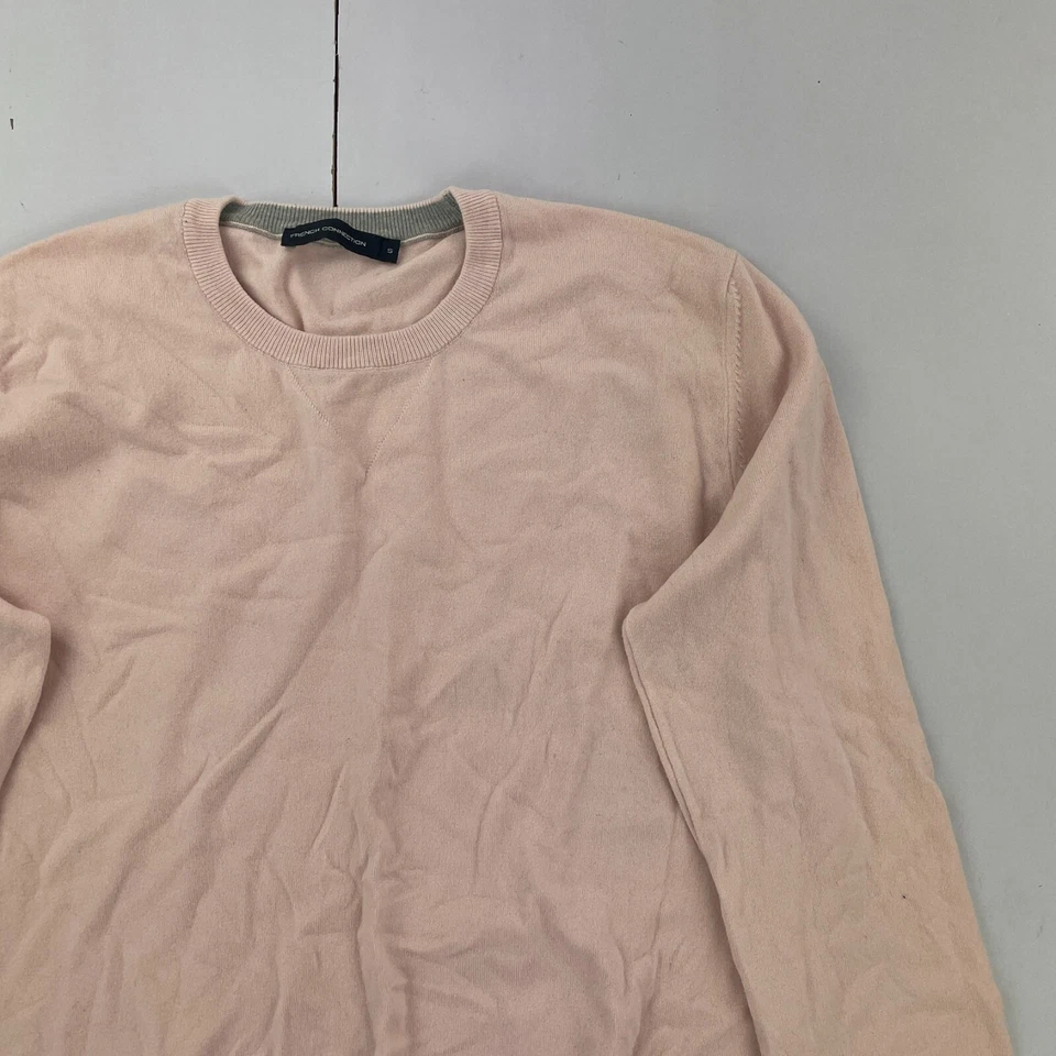 Maglione French Connection piccolo rosa da uomo girocollo misto cotone leggero - Immagine 4 di 4