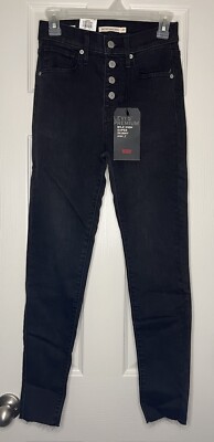 NWT W27 Levi s Black Denim Jeans Premium Four Buttons Mile High Skinny