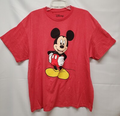 Disney Mickey Mouse Hands on Hips Graphic On Red Tee Shirt Men's XL