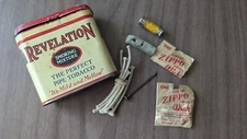 Vintage REVELATION Pipe Tobacco Tin, Wicks, Flints PHILLIP MORRIS