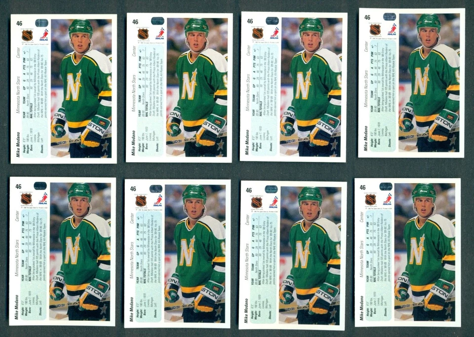 Lote de 8 cartas de novato Mike Modano Upper Deck #46 1990-91 casi nuevas estrellas Foto 2 de 2