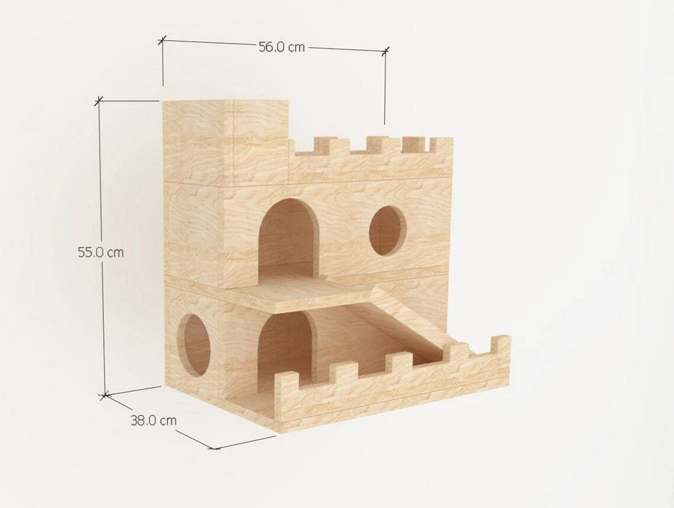 Castillo de dos niveles con rampa de escaleras Chinchilla casa refugio escondite cabaña pequeña Foto 3 de 4