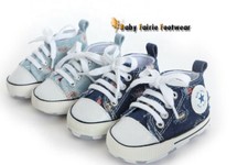 Baby Shoes Boy Girl Blue Denim Infant Canvas Classic 0-18 Months Size 1 2 3