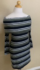 Riley & James Juniors Striped Off The Shoulder Fleece Soft Dress Size Medium