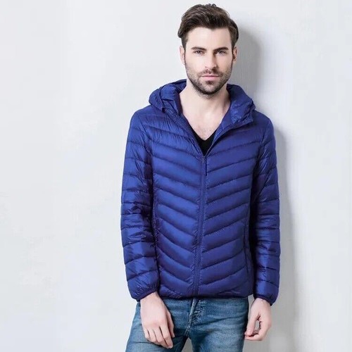 Mens Jackets Duck Down Ultra Light Travel Portable Thin Sports Hooded Jackets - Picture 15 of 20