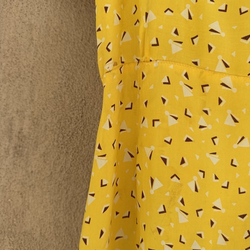 Vintage 1930s Yellow Cold Rayon Geometric Art Deco Print Dress Midi - Picture 17 of 20