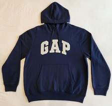 Gap Logo Hoodie Men  s Large Tapestry Navy Relaxed Fit Pullover Sweatshirt New