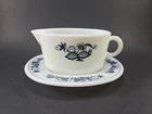 Vintage Pyrex Old Town Blue Onion Gravy Boat with Underplate