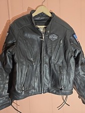 Vintage Wilsons Open Road Leather Biker Jacket Jacket Medium Harley Davidso Pat