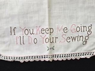 Vintage Runner Scarf 23x50" Hand Embroidered Sewing Machine Cover 1950s Estate