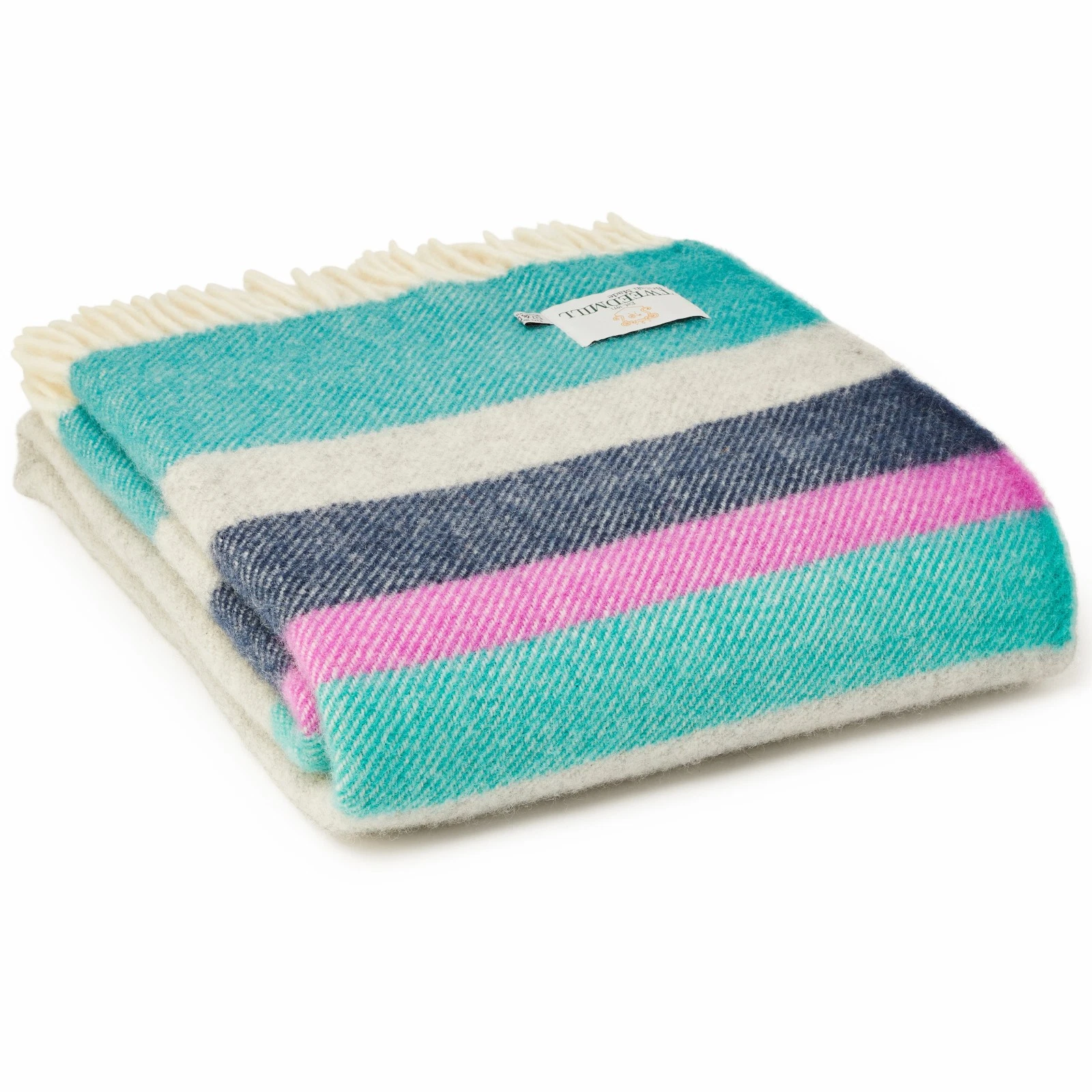 TWEEDMILL TEXTILES 100% Wool Sofa British Blanket Rug ALASKA BREEZE STRIPE THROW