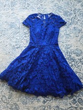 Ted Baker London Women's Blue Lace Short Sleeve Dress Size 1 Afternoon Tea