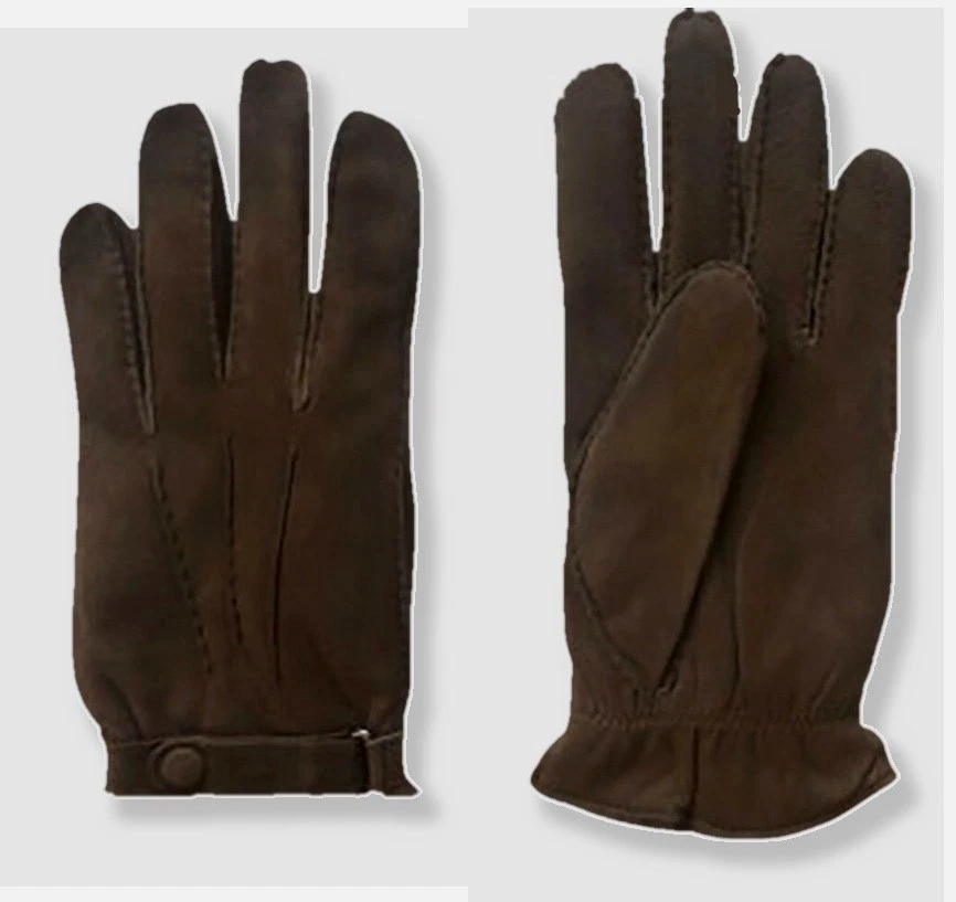 Polo Ralph Lauren Men's Brown Original Label Cashmere-Lined Suede Gloves XL